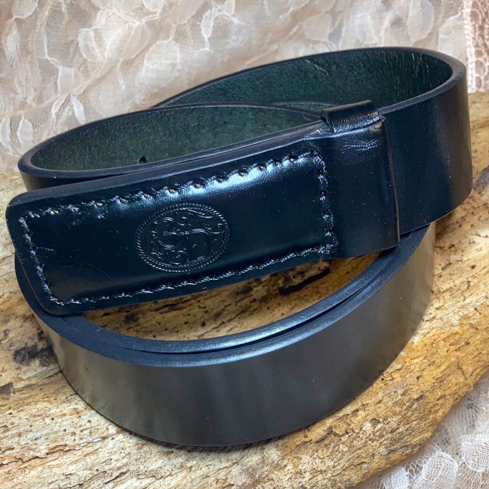 3D Brand Black Full Grain Leather Belt With Built in Buckle